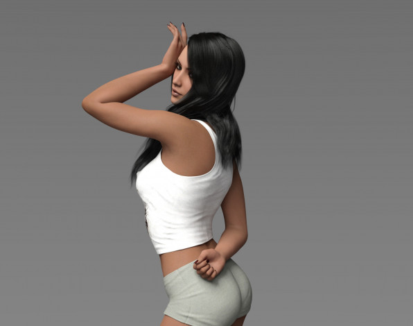 Обои картинки фото 3д графика, люди , people, девушка, взгляд, фон