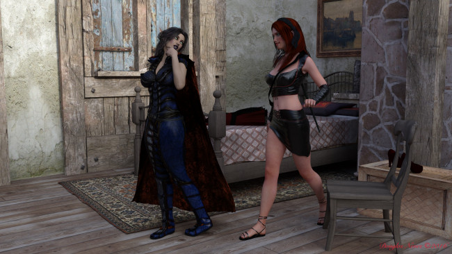 Обои картинки фото 3д графика, фантазия , fantasy, девушки, взгляд, фон, существо