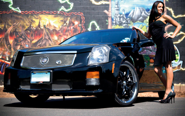 Обои картинки фото автомобили, -авто с девушками, cadillac