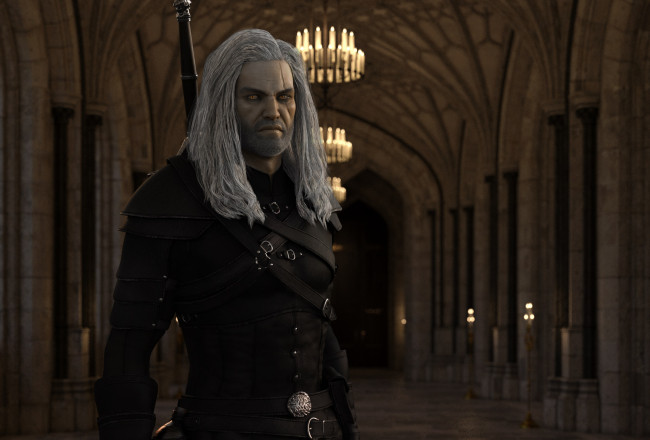 Обои картинки фото 3д графика, фантазия , fantasy, оружие, мужчина, фон, взгляд