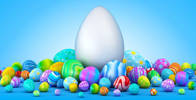 Обои картинки фото праздничные, пасха, разноцветные, яйца, рендеринг
