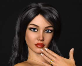 Картинка 3д+графика портрет+ portraits девушка взгляд фон