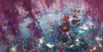 Картинка аниме pixiv+fantasia девочки