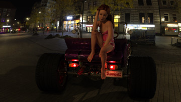 Картинка 3д+графика люди-авто мото+ people-+car+ +moto девушка взгляд фон