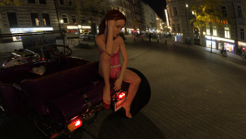 обоя 3д графика, люди-авто, мото , people- car ,  moto, девушка, взгляд, фон