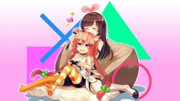 Картинка аниме животные +существа девушки