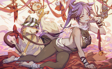 Картинка аниме bleach девушка собака блич