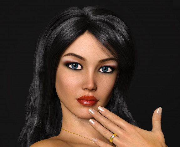 Обои картинки фото 3д графика, портрет , portraits, девушка, взгляд, фон