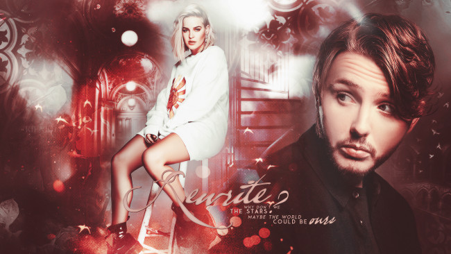 Обои картинки фото anne-marie,  james arthur, музыка, -другое, девушка, взгляд, фон, мужчина