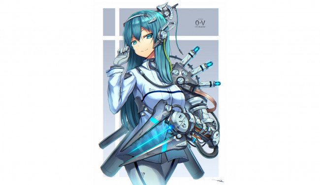 Обои картинки фото аниме, оружие,  техника,  технологии, девушка