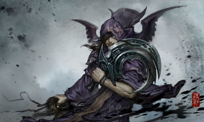 Обои картинки фото фэнтези, люди, оружие, воин, враг