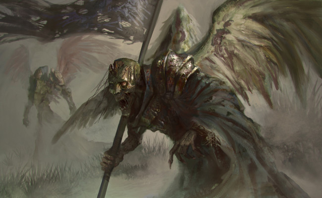 Обои картинки фото фэнтези, нежить, фон, крылья