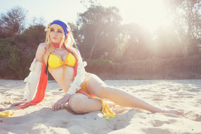 Обои картинки фото разное, cosplay , косплей, купальник, взгляд, фон, девушка