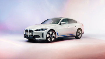 Картинка автомобили bmw i4 gran coupe 2021 g26 белый электромобиль