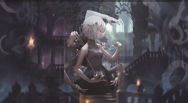 Обои картинки фото аниме, животные,  существа, девушка