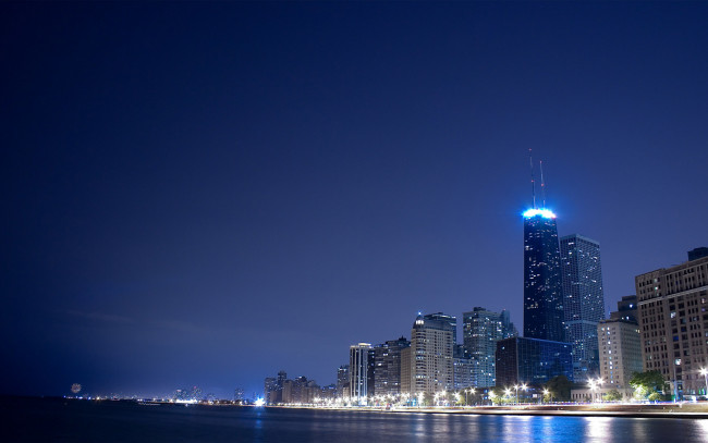 Обои картинки фото города, - огни ночного города, здания, дома, огни, побережье