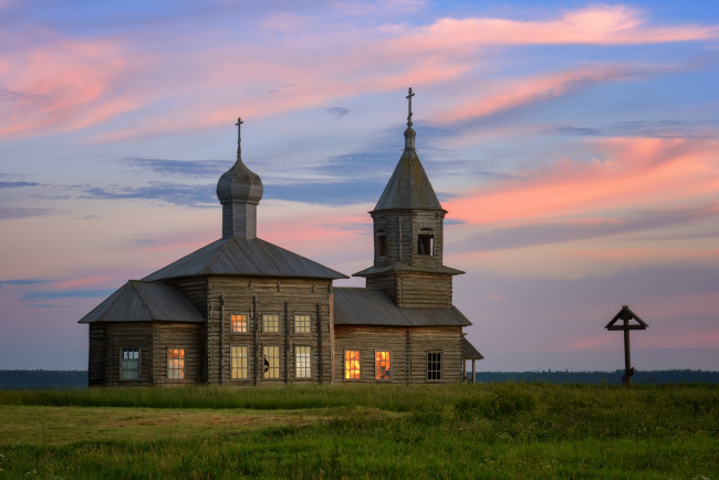 Обои картинки фото города, - православные церкви,  монастыри, деревянное, зодчество, архангельская, область, вдоль, онеги, церковь