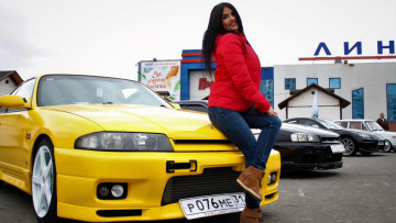 обоя автомобили, -авто с девушками, красивая, девушка