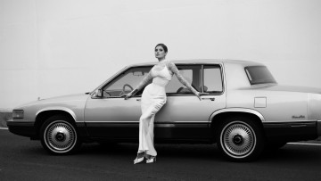 обоя автомобили, -авто с девушками, красивая, девушка, cadillac, de, ville