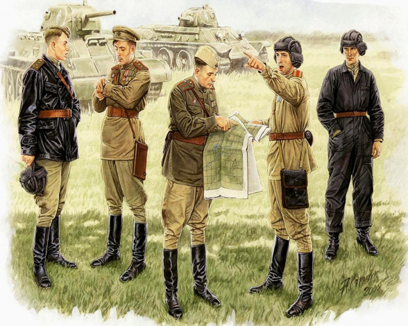 Обои картинки фото soviet, tankers, рисованные, армия