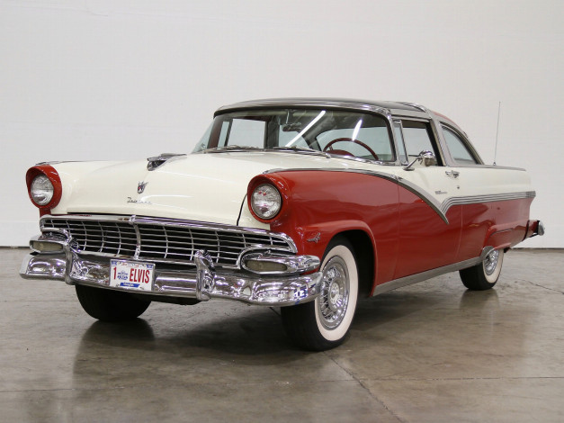 Обои картинки фото ford, fairlane, crown, victoria, skyliner, coupe, 1956, автомобили
