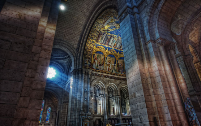 Обои картинки фото basilique, du, sacr&, 233, c&, 339, ur, paris, интерьер, убранство, роспись, храма