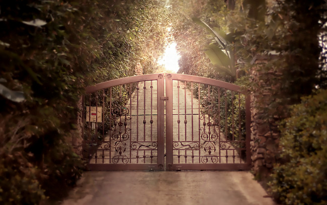 Обои картинки фото природа, дороги, сад, дорожка, калитка