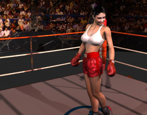 Картинка 3д графика people люди перчатки ринг девушка