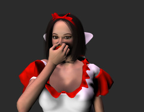 обоя 3д, графика, people, люди, яблоко, девушка