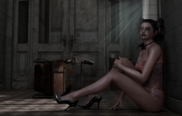 Картинка 3д графика people люди девушка комната окно