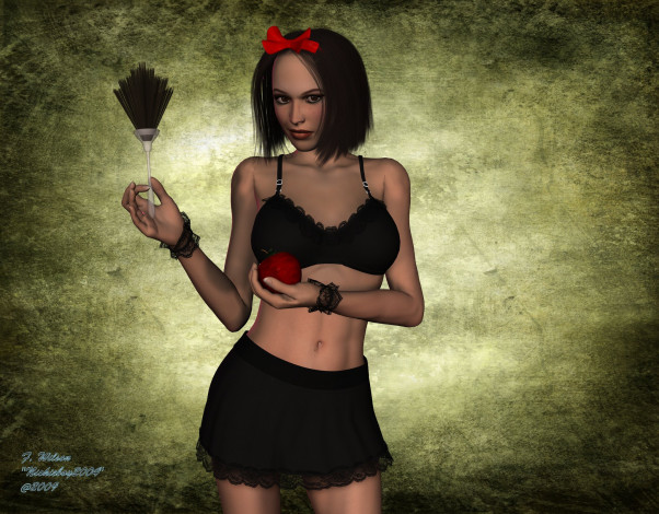 Обои картинки фото 3д, графика, people, люди, девушка, яблоко