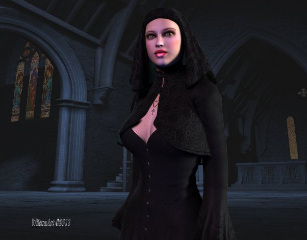 Обои картинки фото 3д, графика, people, люди, монашка