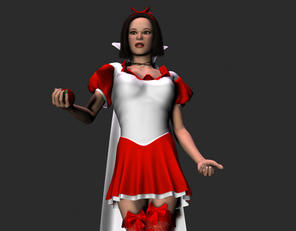 Обои картинки фото 3д, графика, people, люди, яблоко, девушка