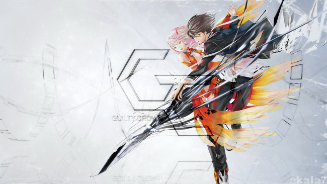 Обои картинки фото аниме, guilty, crown, мальчик, графика, девушка