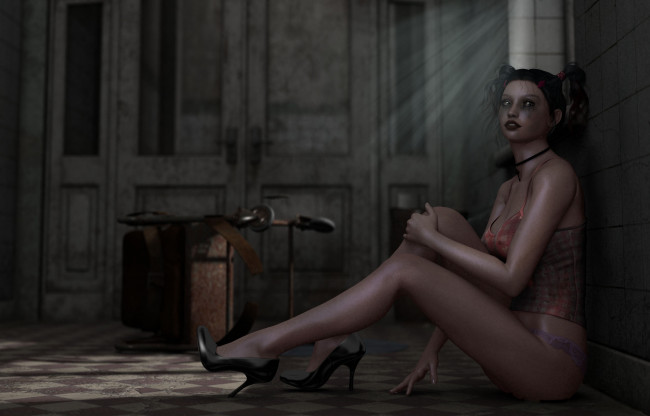 Обои картинки фото 3д, графика, people, люди, девушка, комната, окно