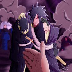 Картинка аниме naruto парни учиха рука удивление поддержка