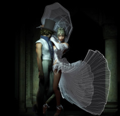 Картинка 3д+графика people+ люди девушка парень зонт