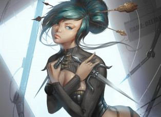 Картинка фэнтези девушки девушка прическа кинжалы