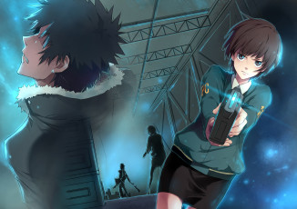 Картинка аниме psycho-pass девушка оружие арт парень