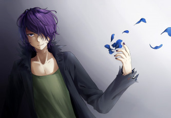Картинка аниме ib лепестки фон парень арт