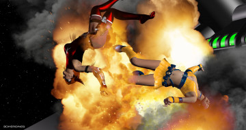 обоя crimson valkyrie, 3д графика, fantasy , фантазия, драка, девушки