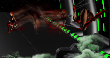 Картинка crimson+valkyrie 3д+графика fantasy+ фантазия драка девушки