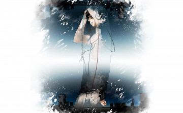 Картинка аниме -headphones+&+instrumental цепь город наушники парень