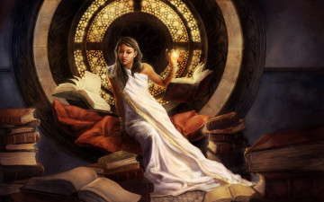 Картинка фэнтези маги +волшебники волшебница магия девушка книги