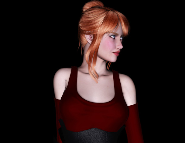 Обои картинки фото 3д графика, people , люди, рыжая, взгляд, девушка
