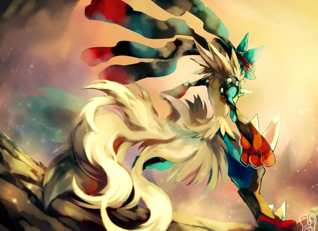 Обои картинки фото аниме, pokemon, взгляд, арт, покемон, шипы, лапы, стоит, хвост