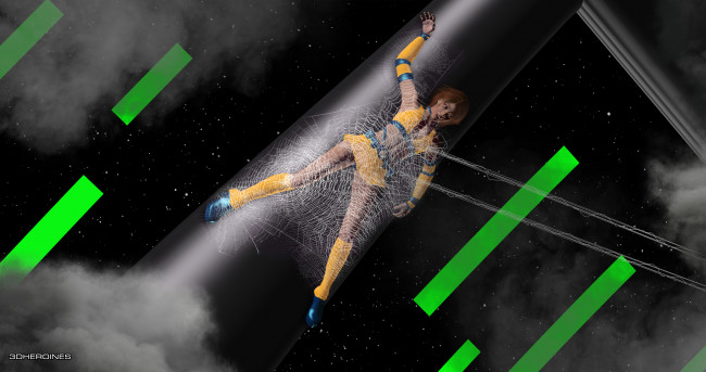 Обои картинки фото crimson valkyrie, 3д графика, fantasy , фантазия, паутина, девушка