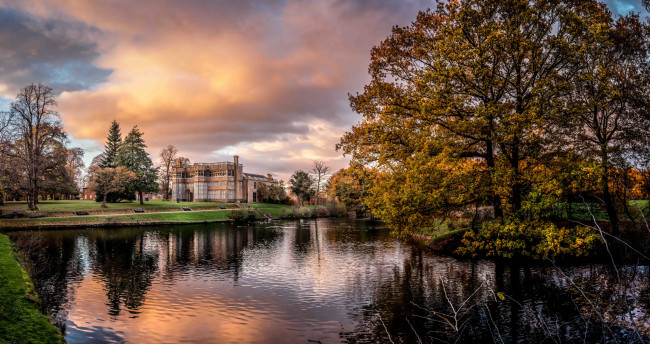 Обои картинки фото astley hall, города, - пейзажи, особняк, пруд, парк