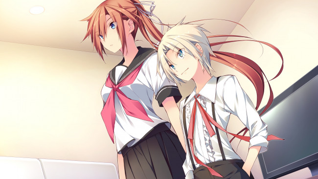 Обои картинки фото аниме, *unknown , другое, девушка, парень, школьная, форма