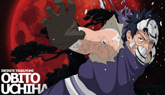 Обои картинки фото аниме, naruto, осколки, парень, маска, рука, обито, учиха